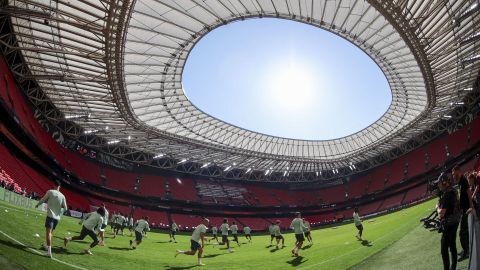 Vista del estadio de San Mamés, en Bilbao, España, donde se jugará la final de la Europa League este 21 de mayo.