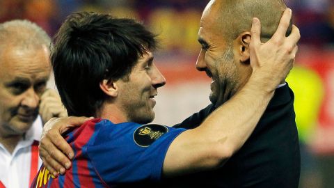 Pep Guardiola y Lionel Messi.