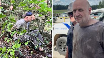 Esta combinación de imágenes publicada por el Departamento Correccional de Arkansas muestra la recaptura del recluso fugitivo Grant Hardin, exjefe de policía y asesino convicto.