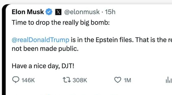 Además de borrar la publicación de Epstein, el multimillonario también pareció retractarse de su amenaza de desmantelar la nave espacial Dragon.