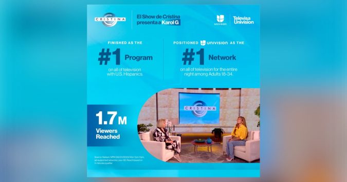 Univision confirma récord de audiencia con la entrevista de Cristina y Karol G.