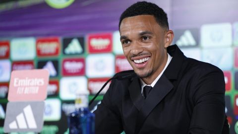 El futbolista inglés Trent Alexander-Arnold, durante su presentación este jueves como nuevo jugador del Real Madrid.