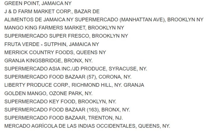 El pescado fue distribuido en 74 establecimientos de Nueva York y Nueva Jersey, según la lista publicada por la FDA.