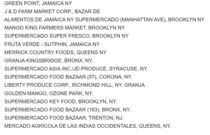 El pescado fue distribuido en 74 establecimientos de Nueva York y Nueva Jersey, según la lista publicada por la FDA.