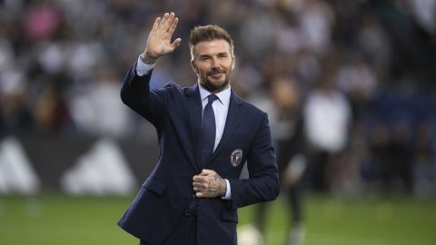 David Beckham antes de un partido del Inter Miami en 2024.