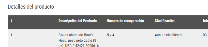 La FDA publicó un aviso de retiro de producto en su web.