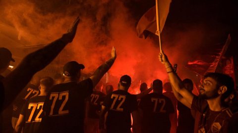 Hinchas de la Roma celebran el 72 aniversario del equipo. Imagen referencial.