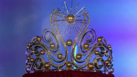 The Miss Universe crown is displayed during a media presentation at the Mexico City Arena, in Mexico City, Wednesday, Nov. 13, 2024. (AP Photo/Fernando Llano)