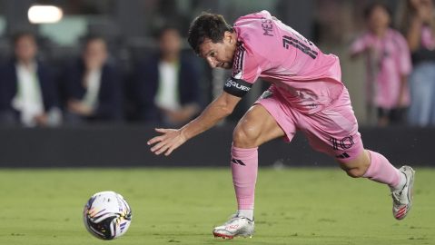 Messi durante un encuentro ante Atlas por la Leagues Cup.