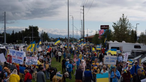 Protesta contra Vladimir Putin en Anchorage, Alaska