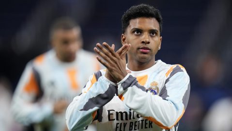 Rodrygo durante un partido de Champions League con el Real Madrid.