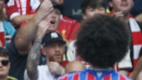 Jean-Philippe Mateta celebra el empate 1-1 del Crystal Palace ante el Liverpool en la FA Community Shield 2025.