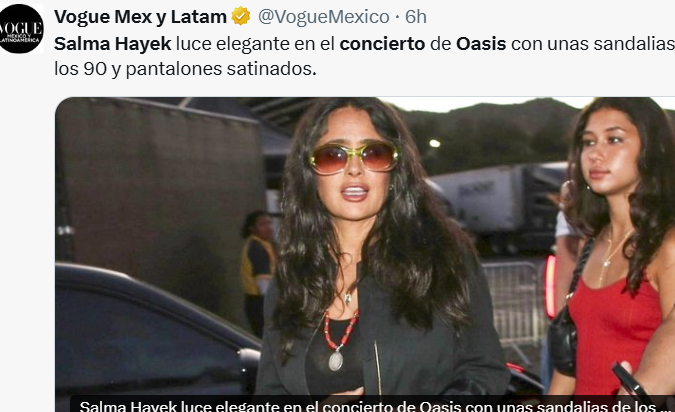 Salma Hayek y Valentina Paloma brillan con estilos diferentes en el concierto de Oasis en Pasadena, California