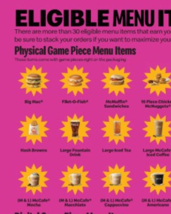 McDonald's ofrece un amplio menú para comer y jugar.