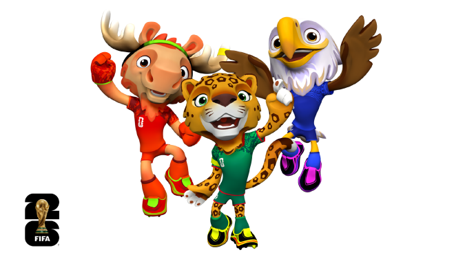 Maple, Zayu y Clutch. Mascotas oficiales del Mundial 2026. Foto: FIFA.