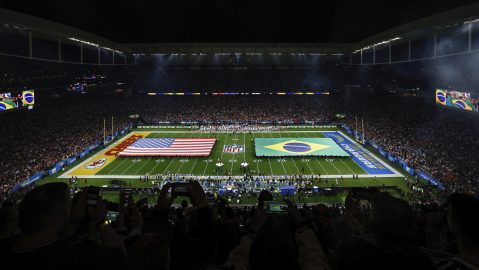 Vista general del Neo Química Arena antes del partido de la NFL entre Los Angeles Chargers y Kansas City Chiefs en Brasil.