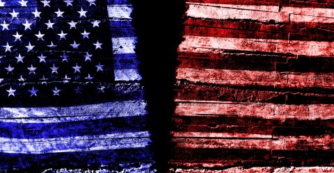 Distressed,American,Flag,Torn,In,Two,Representing,Division,In,Us