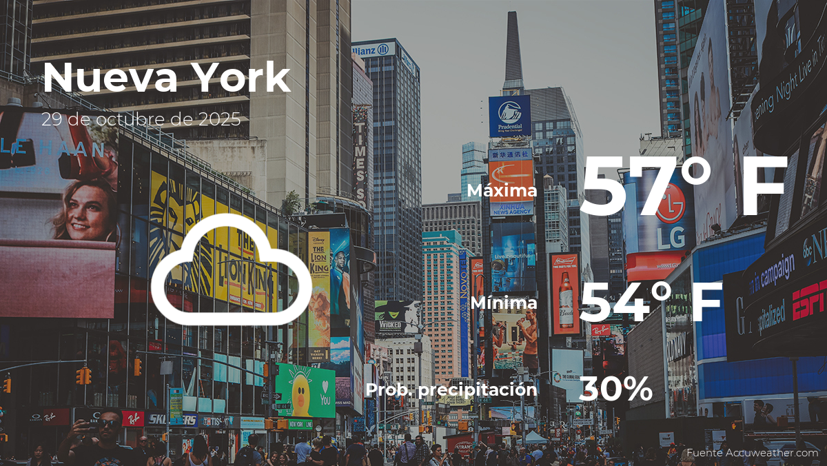 Nueva York: pronóstico del tiempo para este miércoles 29 de octubre