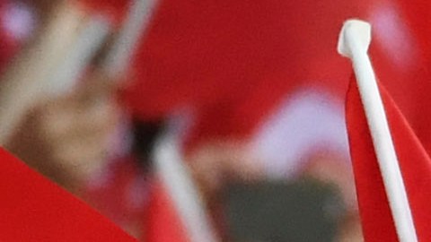 Los aficionados ondean banderas turcas antes del partido de fútbol del Grupo D de la Eurocopa 2016 entre la República Checa y Turquía en el estadio Bollaert de Lens, Francia, el martes 21 de junio de 2016.