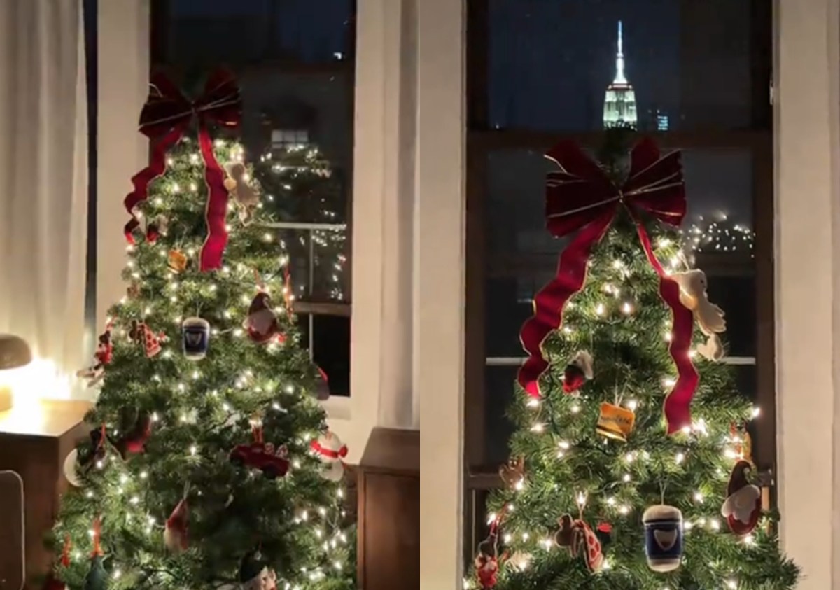El Empire State se convirtió en la “punta” del árbol de Navidad de una pareja en Nueva York: se volvió viral