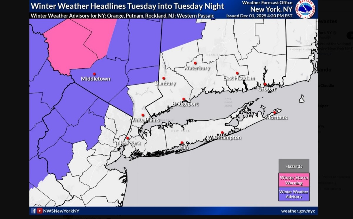 Alerta por frío y tormenta este martes en Nueva York y NJ; declaran estado de emergencia en varios condados