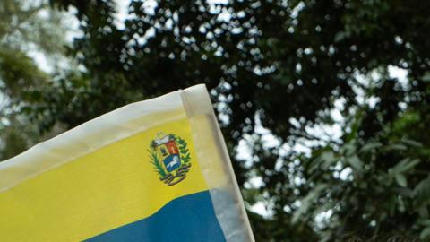 Ciudadanos venezolanos celebran en una manifestación por la intervención de Estados Unidos en Venezuela este domingo, en Santo Domingo (República Dominicana).