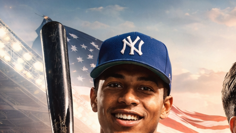 Montaje deportivo con atletas latinos compitiendo en béisbol, fútbol, fútbol americano y baloncesto en Estados Unidos