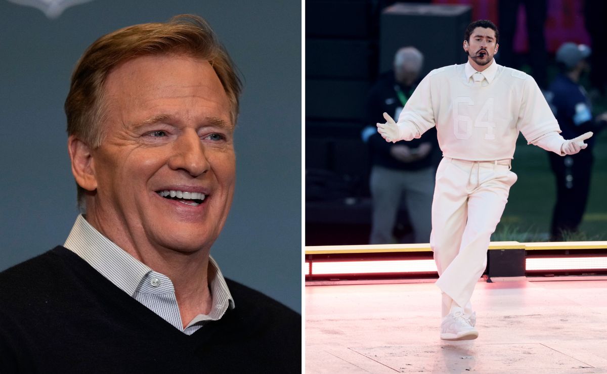 Roger Goodell, comisionado de la NFL, besó y abrazó a Bad Bunny tras el show de medio tiempo