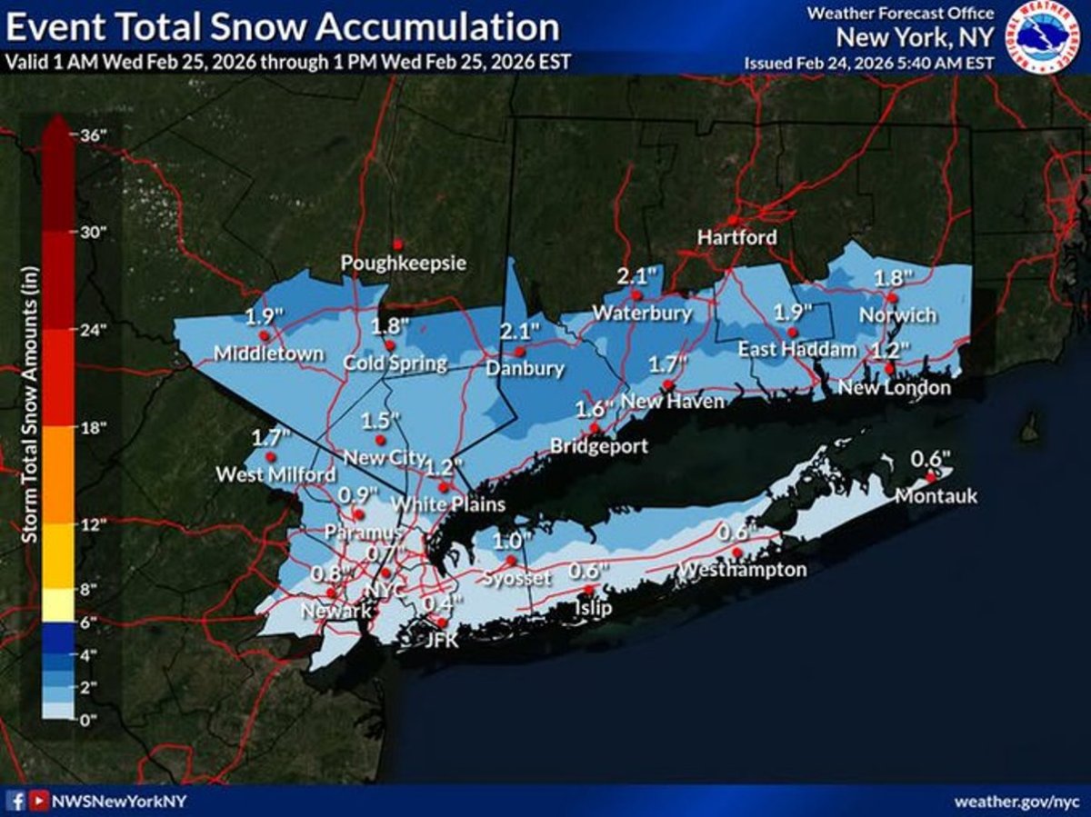 Alerta por nieve y lluvia este miércoles y jueves en Nueva York
