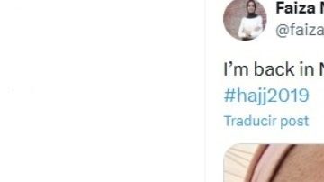 Publicación (2019) de Faiza N. Ali en Twitter.