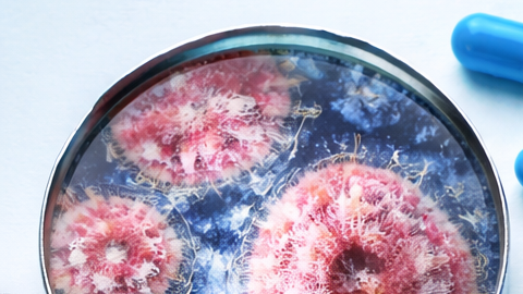 Formulario de prueba de enfermedades de transmisión sexual con muestra de laboratorio y preservativos sobre fondo clínico