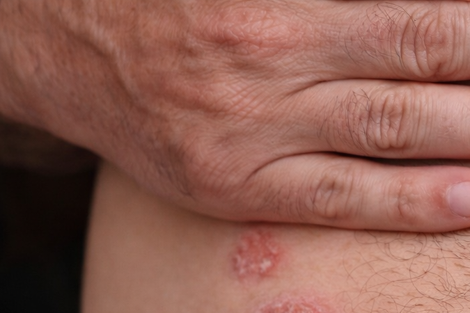 Lesiones circulares rojizas en el abdomen asociadas a infección por hongo Trichophyton mentagrophytes tipo VII