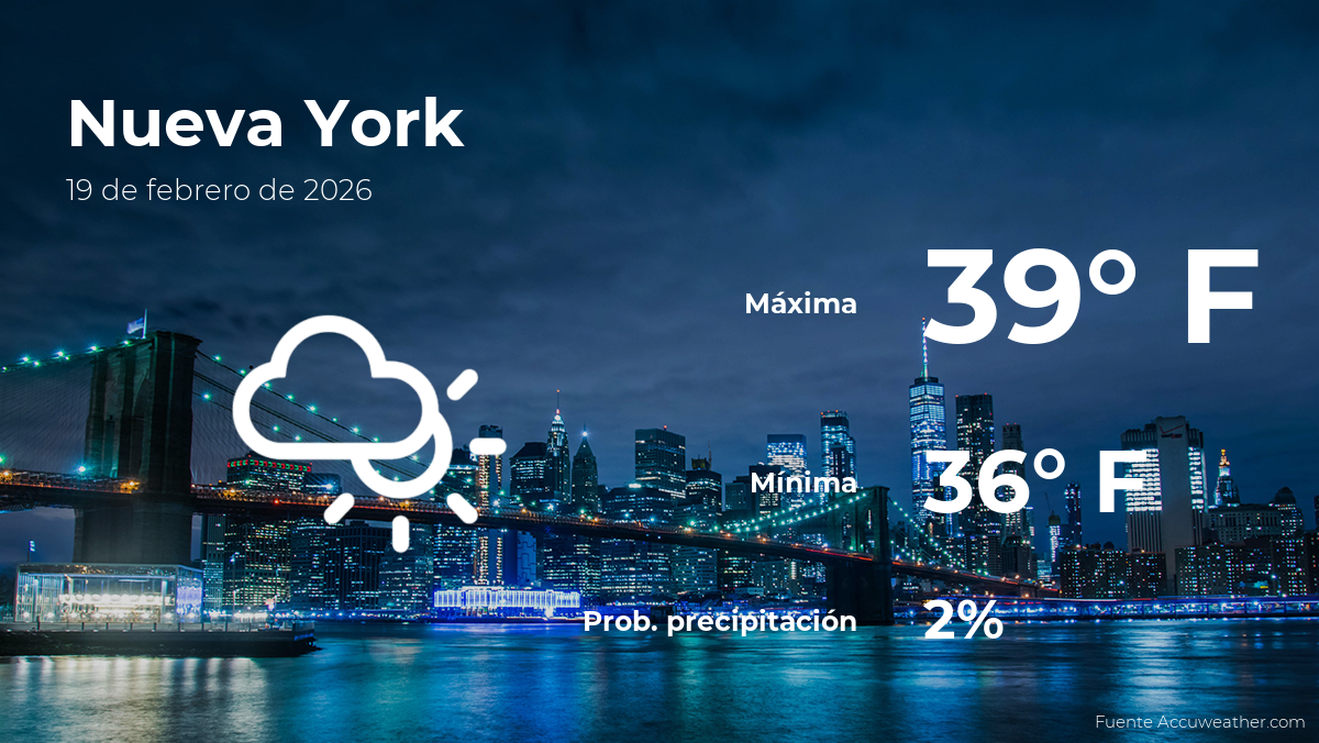 Nueva York: pronóstico del tiempo para este jueves 19 de febrero