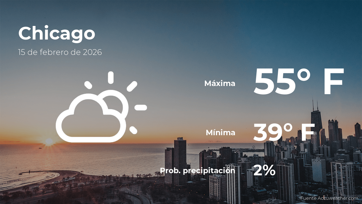 Pronóstico del tiempo en Chicago, Illinois para este domingo 15 de febrero