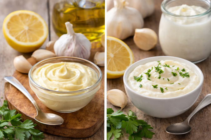 Mayonesa con ajo clásica y versión ligera