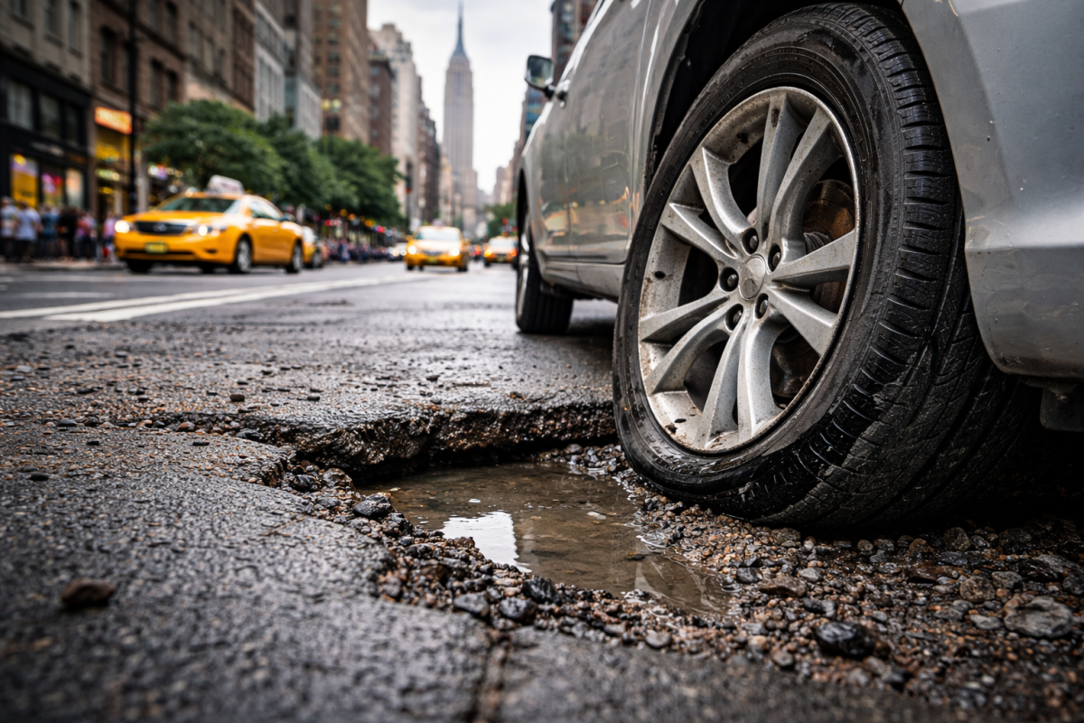 Nueva York puede pagarte por los daños de un bache en tu auto: así puedes reclamar