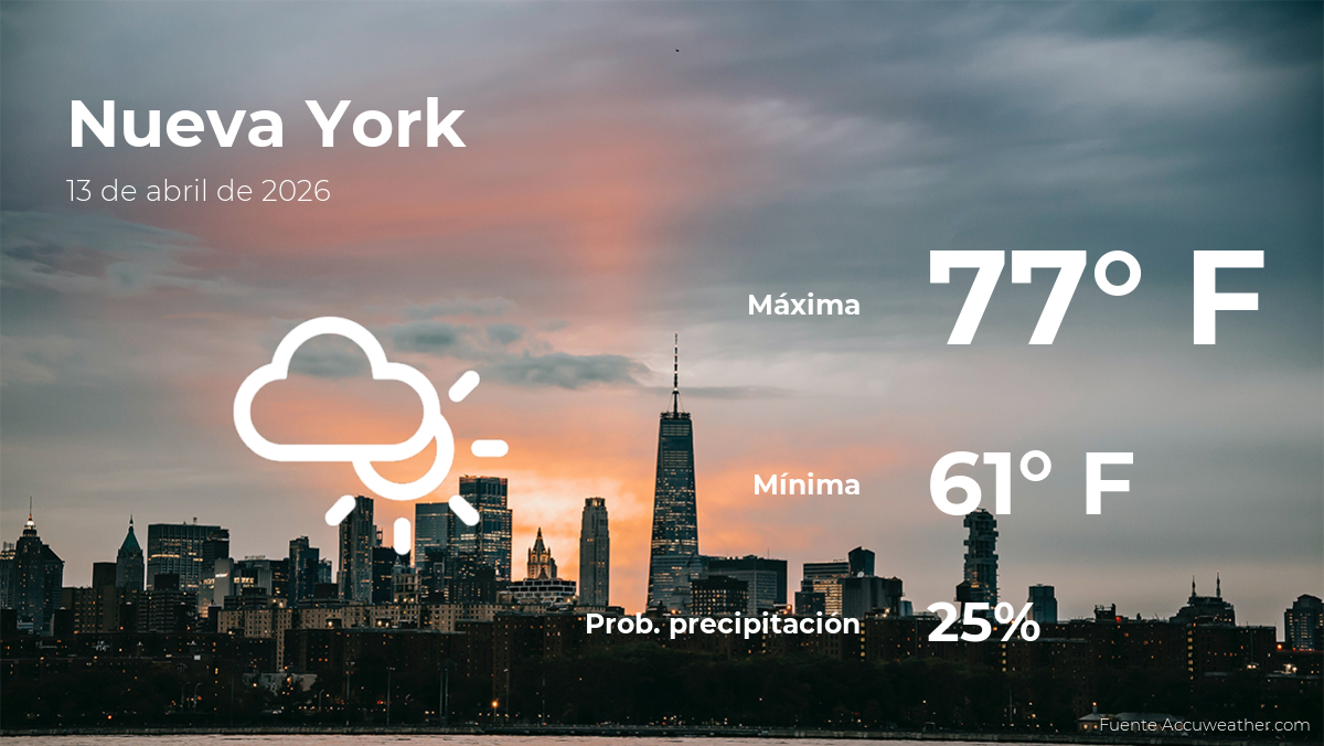 Nueva York: pronóstico del tiempo para este lunes 13 de abril