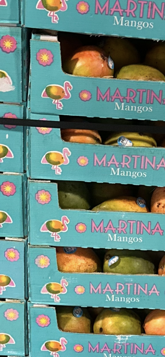 Caja de mangos de la marca Martina afectada por el retiro voluntario debido a una posible contaminación con Salmonella