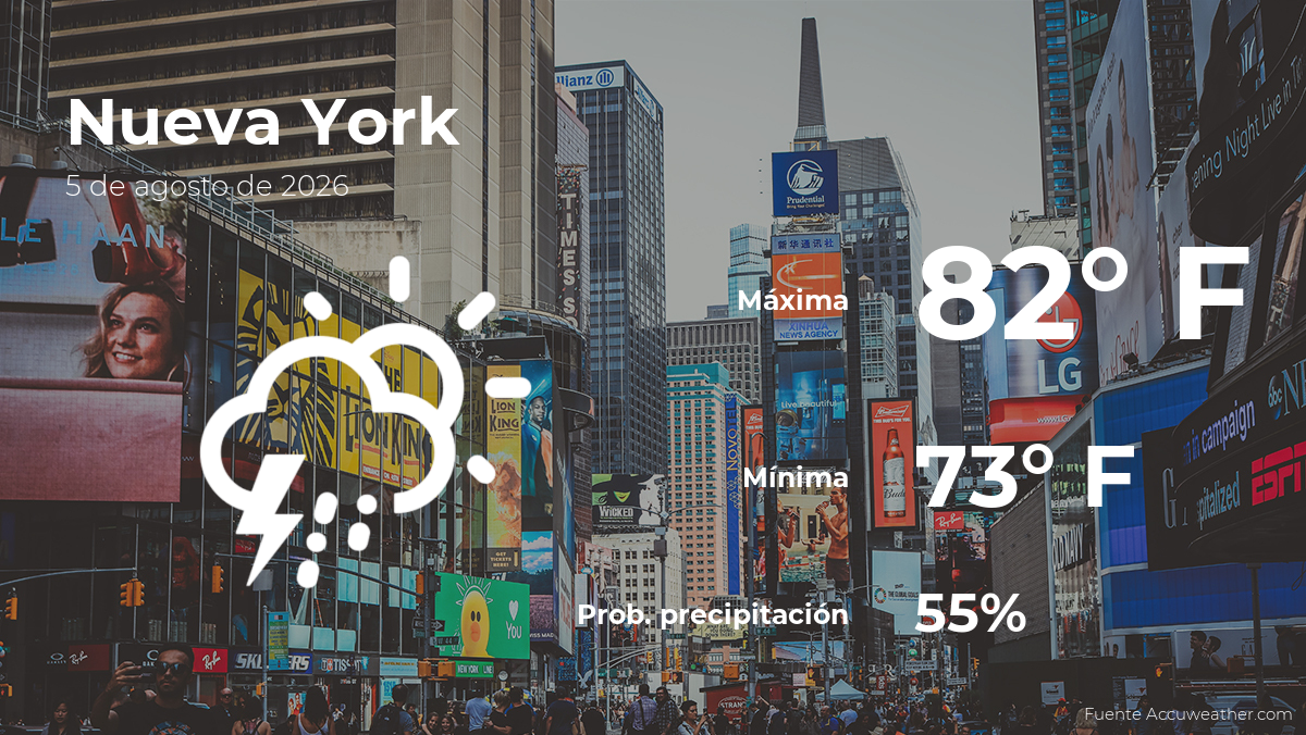 Nueva York: pronóstico del tiempo para este miércoles 5 de agosto