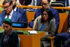 La presidenta interina de Venezuela, Delcy Rodríguez, escucha al presidente de Estados Unidos, Donald Trump, durante el 81.º período de sesiones de la Asamblea General de las Naciones Unidas en la sede de la ONU, el martes 22 de septiembre de 2026.