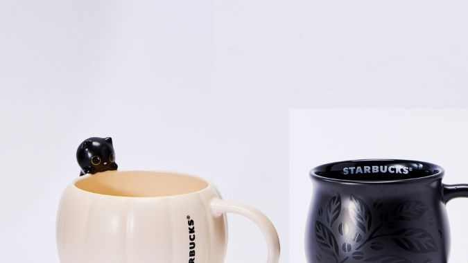 La colección de Halloween de Starbucks incluye tazas de gato negro, vasos que brillan en la oscuridad y el icónico peluche Bearista.