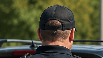 Agentes de ICE junto a dos vehículos chocados en una carretera de Nueva Jersey tras una persecución.