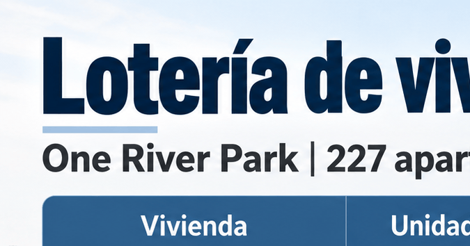 Tabla de la lotería de vivienda One River Park en el Bronx, Nueva York, con 227 apartamentos, alquileres desde $1,936 e ingresos requeridos.