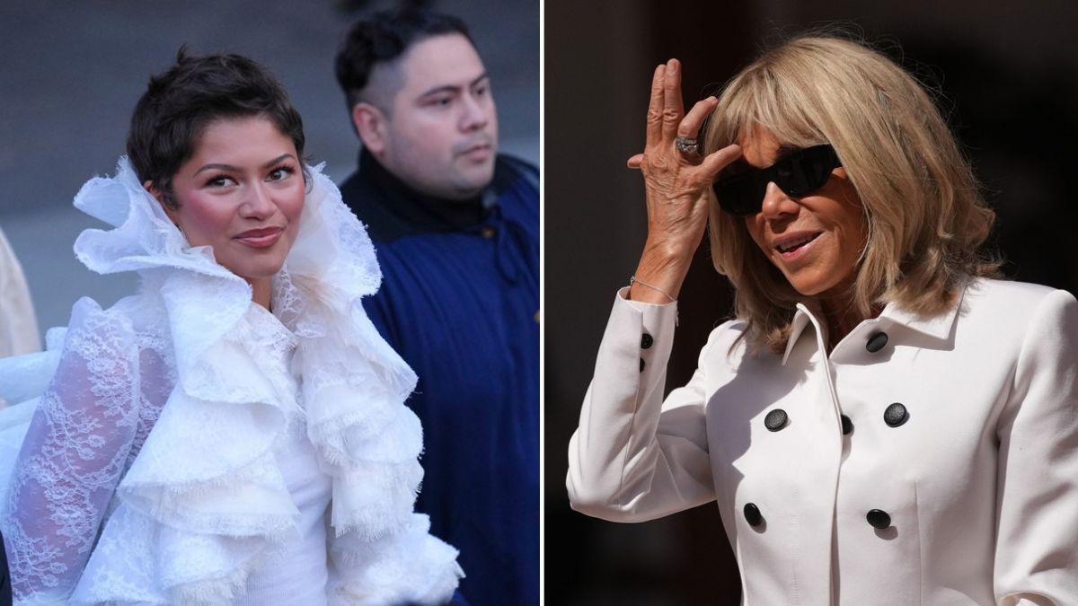 Critican a Zendaya por saludar sentada a Brigitte Macron